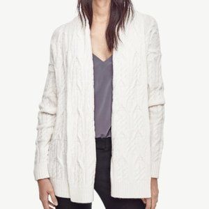 NWT- S,M-Ann Taylor Cable Open Cardigan- White - $119